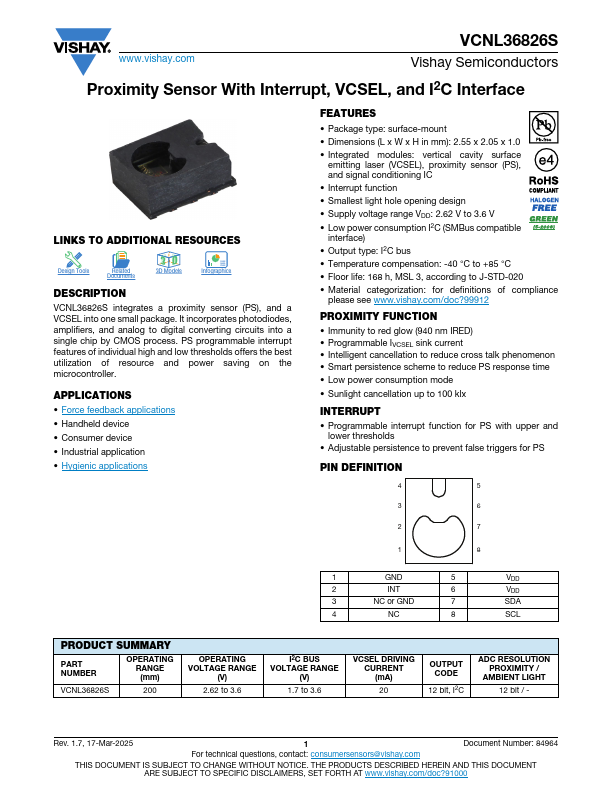 VCNL36826S Datasheet Preview