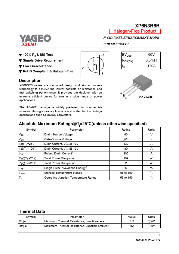XP6N3R6R Datasheet Preview