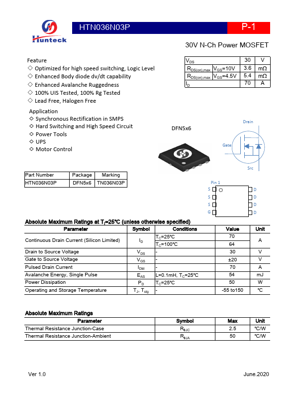HTN036N03P Datasheet Preview