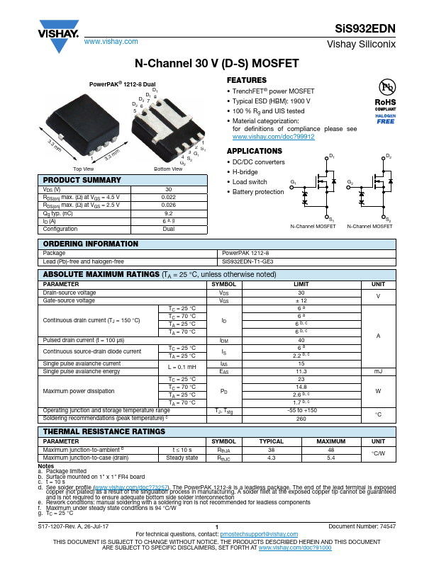 SiS932EDN Datasheet Preview