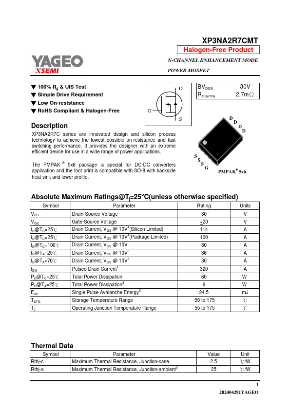 XP3NA2R7CMT Datasheet Preview
