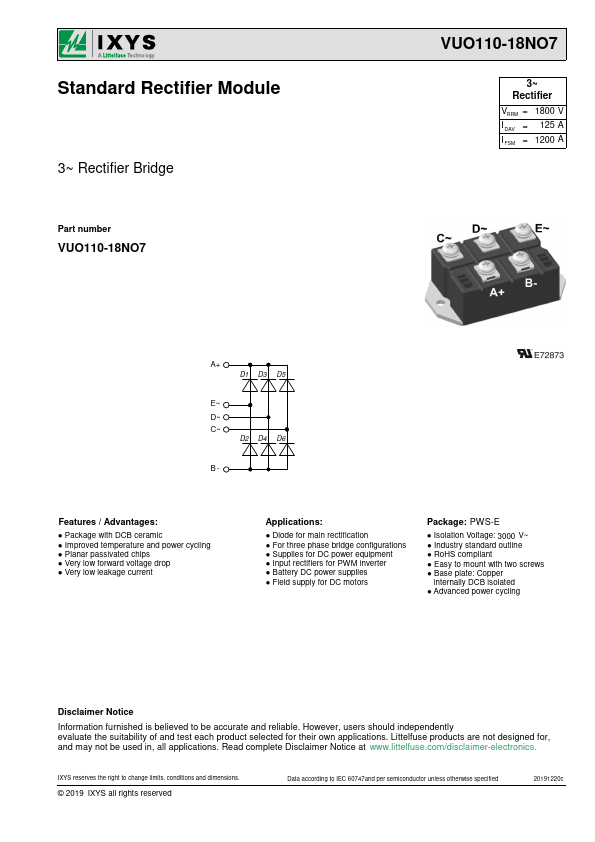 VUO110-18NO7 Datasheet Preview