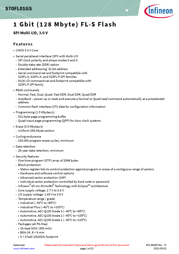 S70FL01GS Datasheet Preview