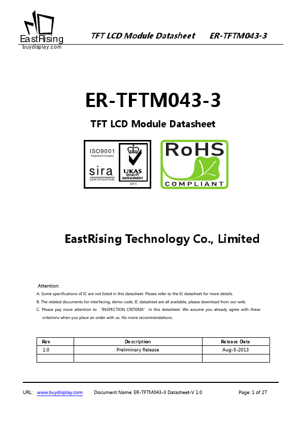 ER-TFTM043-3 Datasheet Preview