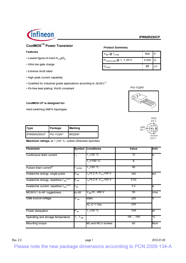 IPW60R250CP