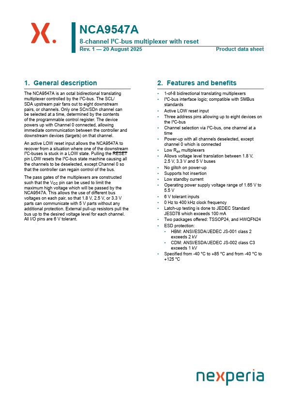 NCA9547A Datasheet Preview