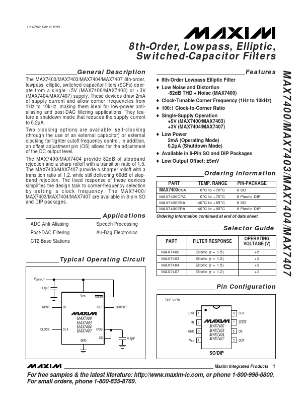 MAX7403 Datasheet Preview