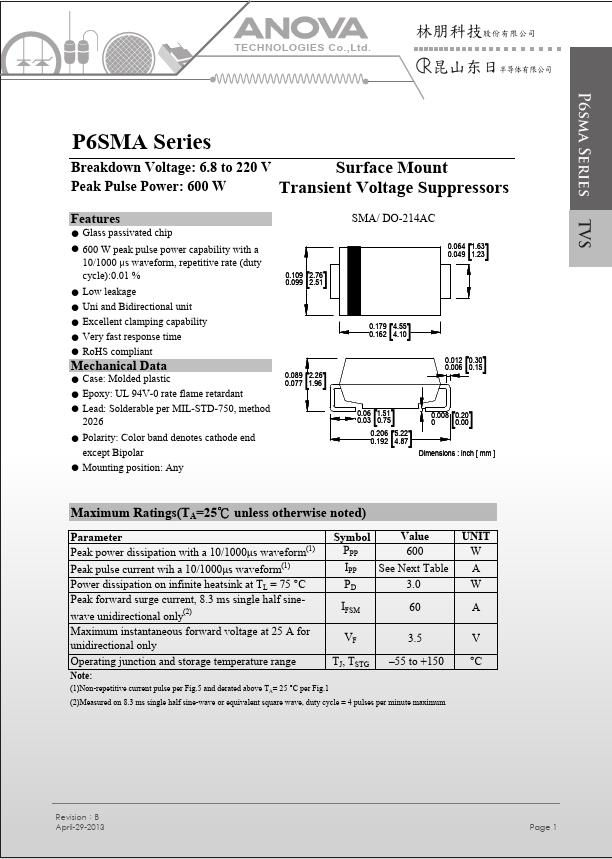 P6SMA16CA