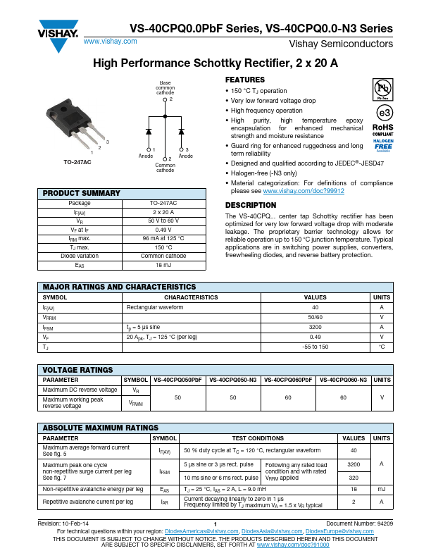 VS-40CPQ050PbF