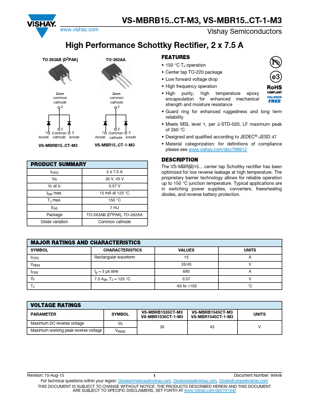 VS-MBRB1545CT-M3