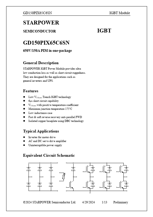 GD150PIX65C6SN Datasheet Preview