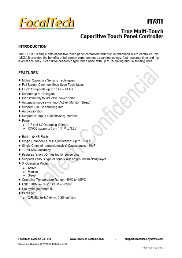 FT7311 Datasheet Preview