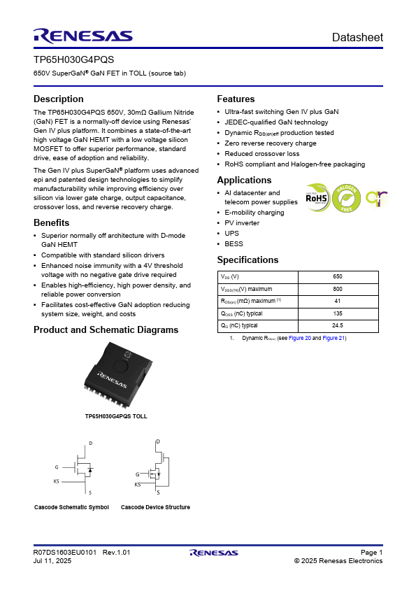 TP65H030G4PQS Datasheet Preview