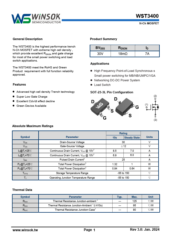 WST3400 Datasheet Preview