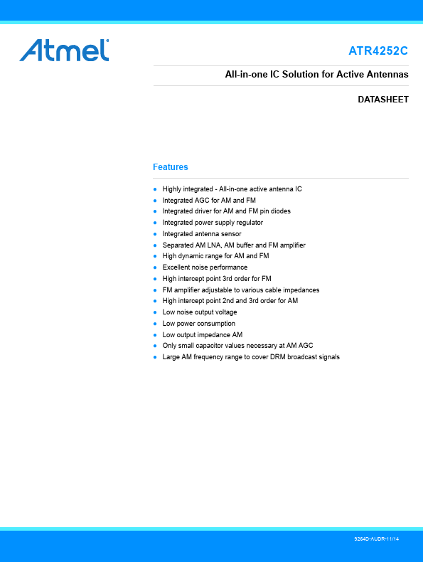 ATR4252C All-in-one IC Solution by ATMEL - Datasheet Preview