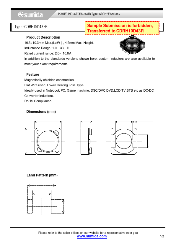 CDRH10D43FBNP-220MB