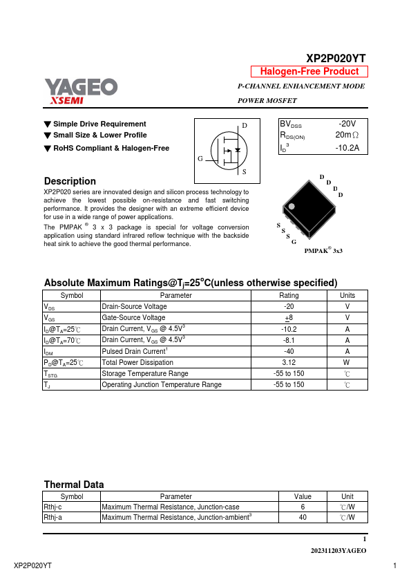 XP2P020YT Datasheet Preview
