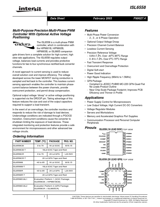 ISL6558 Datasheet Preview