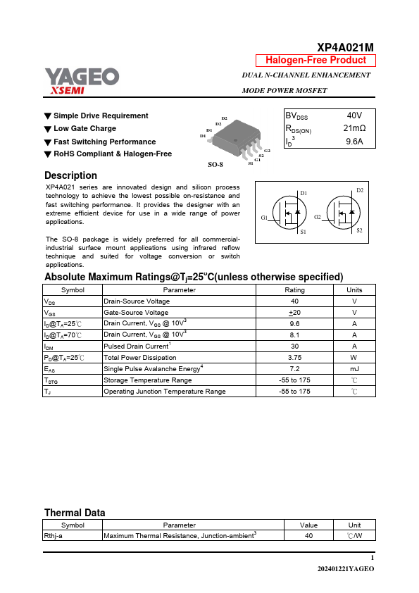 XP4A021M Datasheet Preview