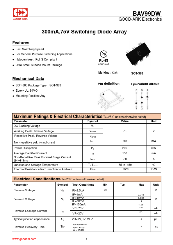 BAV99DW Datasheet Preview