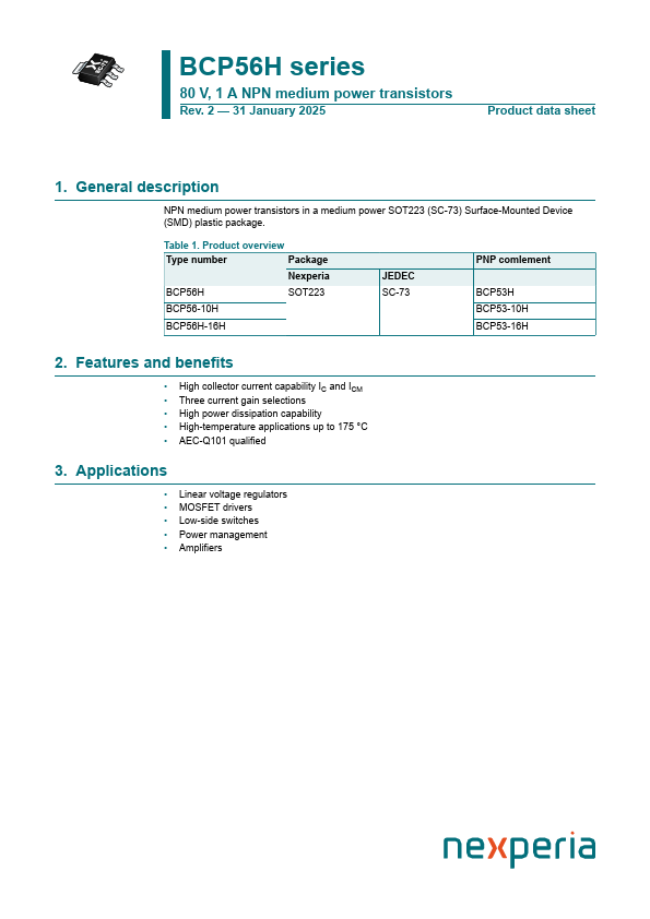 BCP56H Datasheet Preview