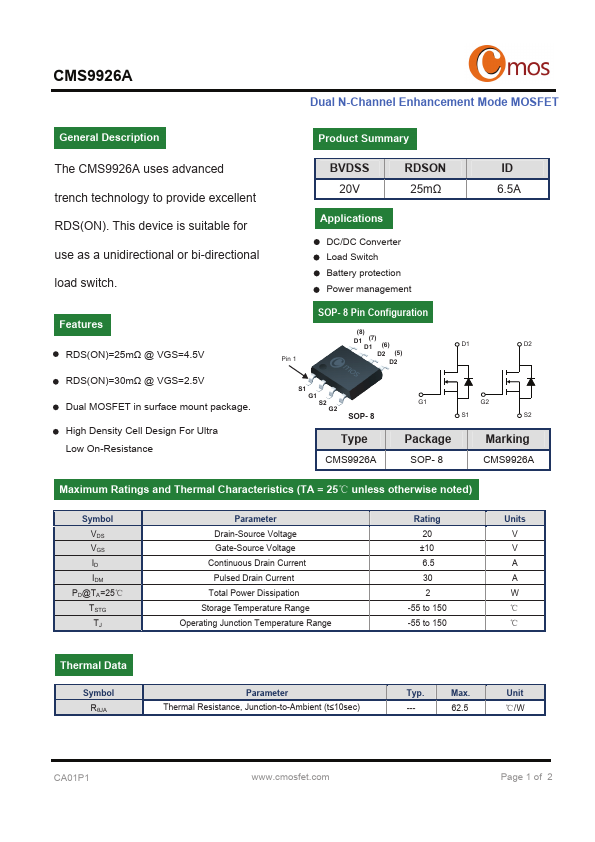 CMS9926A Datasheet Preview