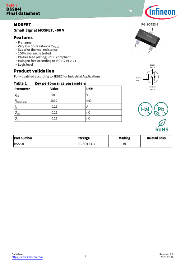 BSS84I Datasheet Preview