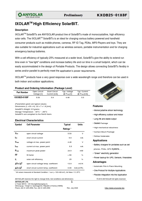 KXOB25-01X8F Datasheet Preview