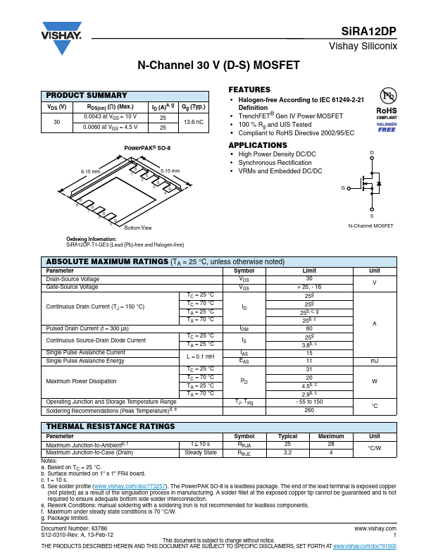 SIRA12DP Datasheet Preview