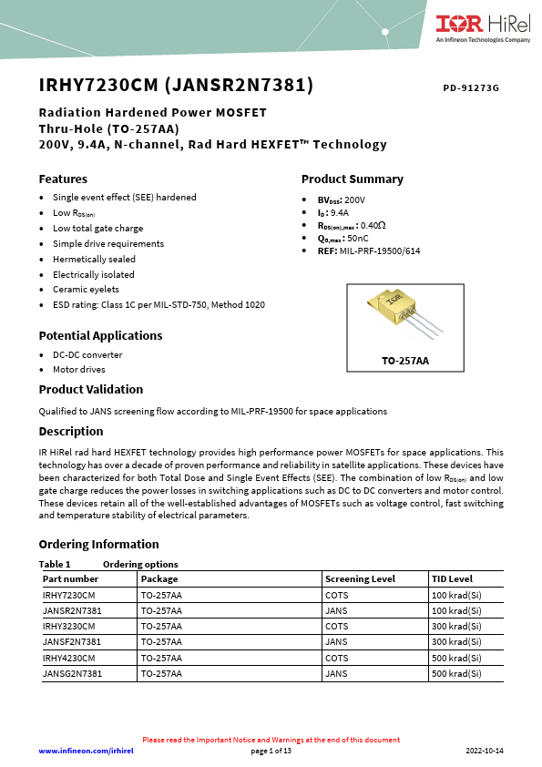 JANSR2N7381 Datasheet Preview