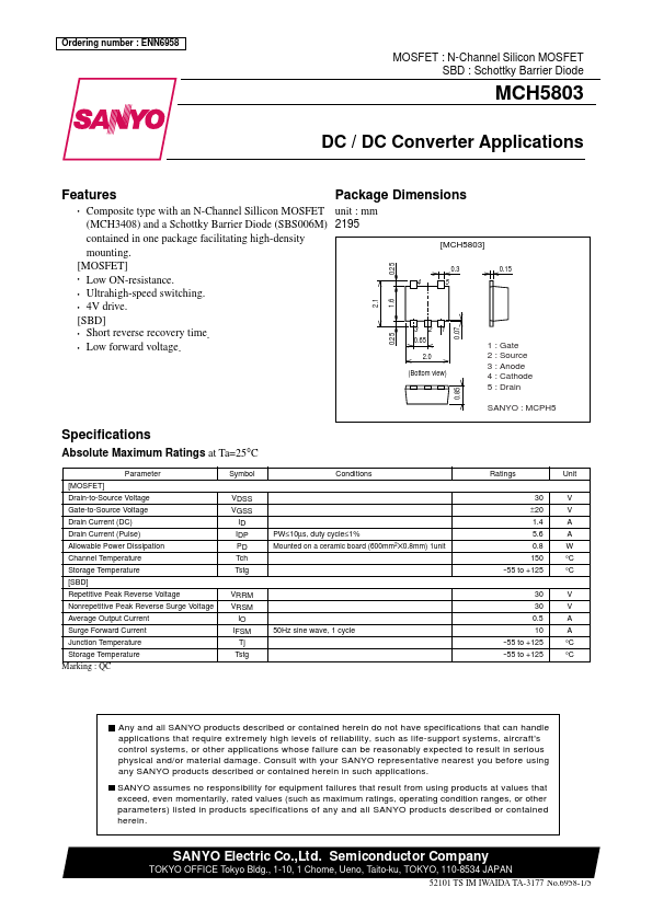 MCH5803 Datasheet Preview