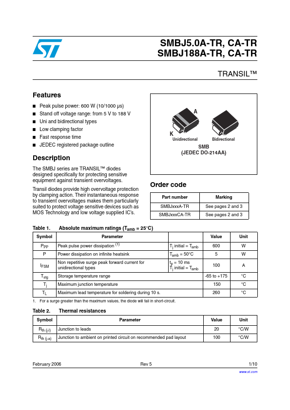 SMBJ15CA-TR