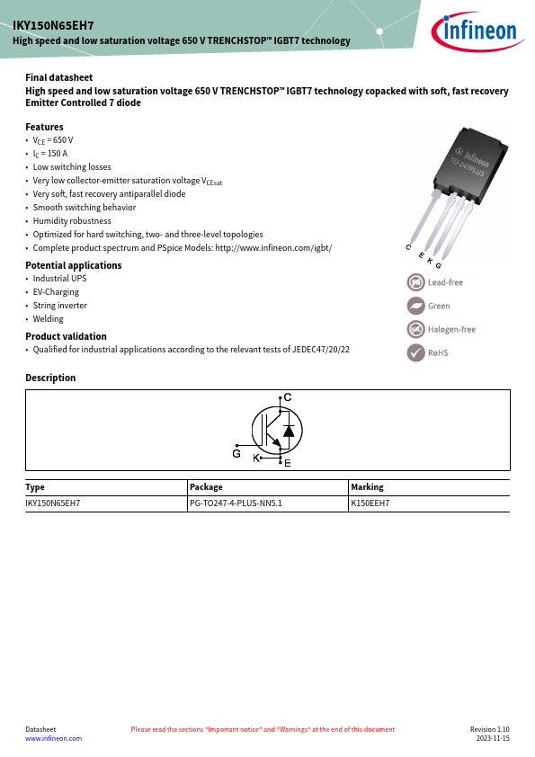 IKY150N65EH7 Datasheet Preview