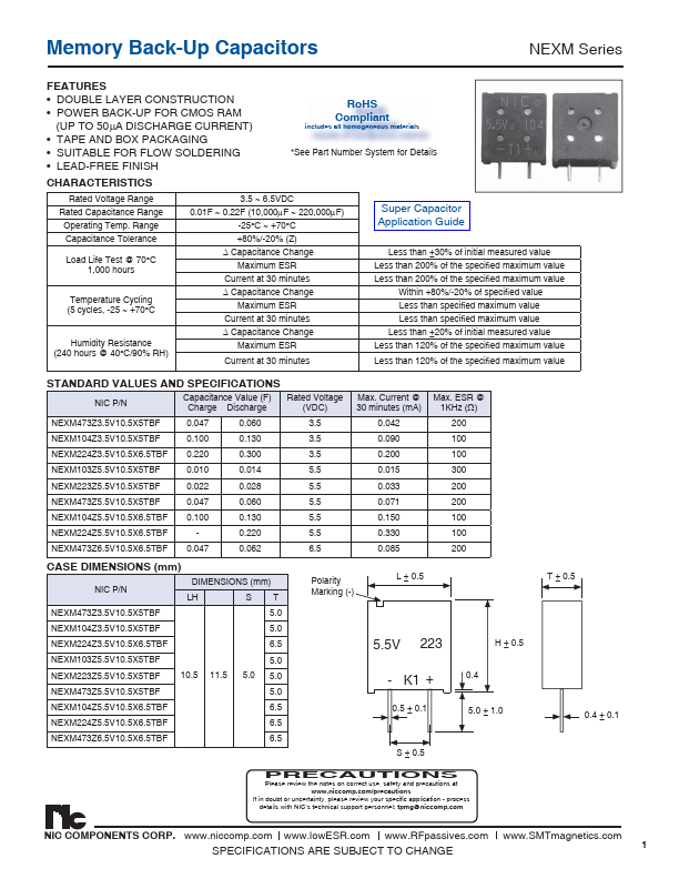 NEXM104Z5.5V10.5X6.5TBF