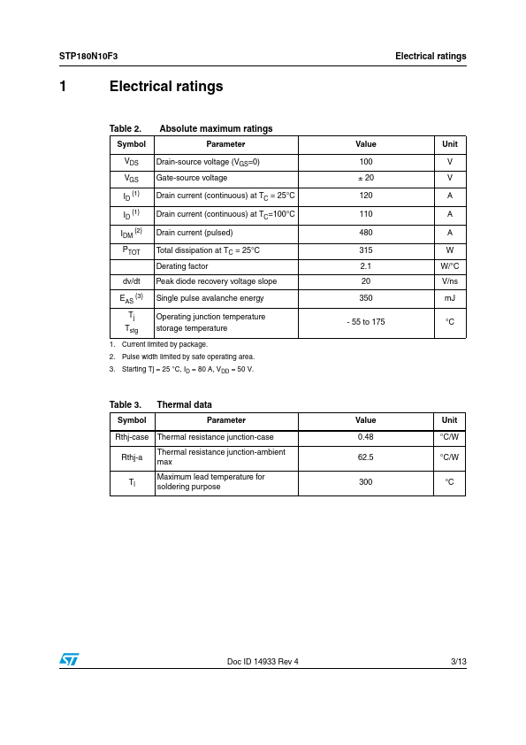 STP180N10F3