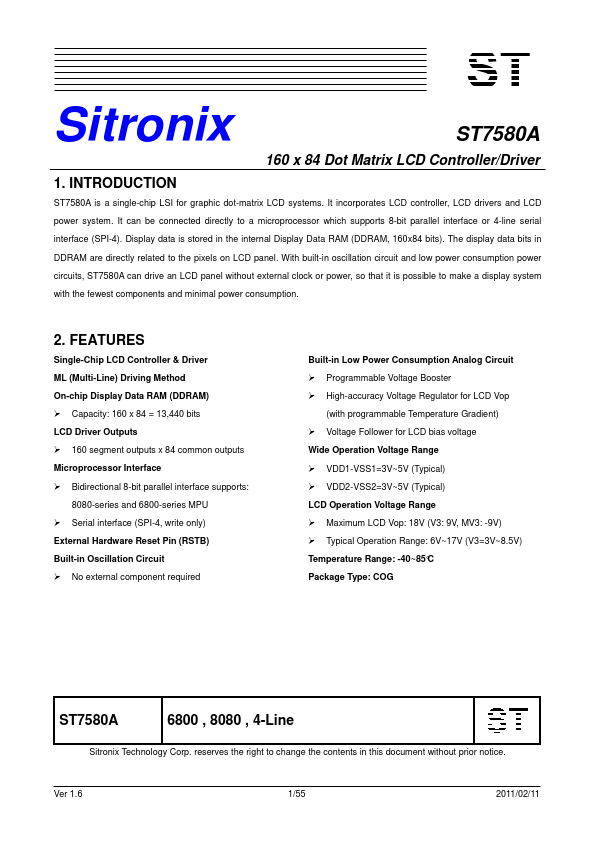 ST7580A Datasheet Preview