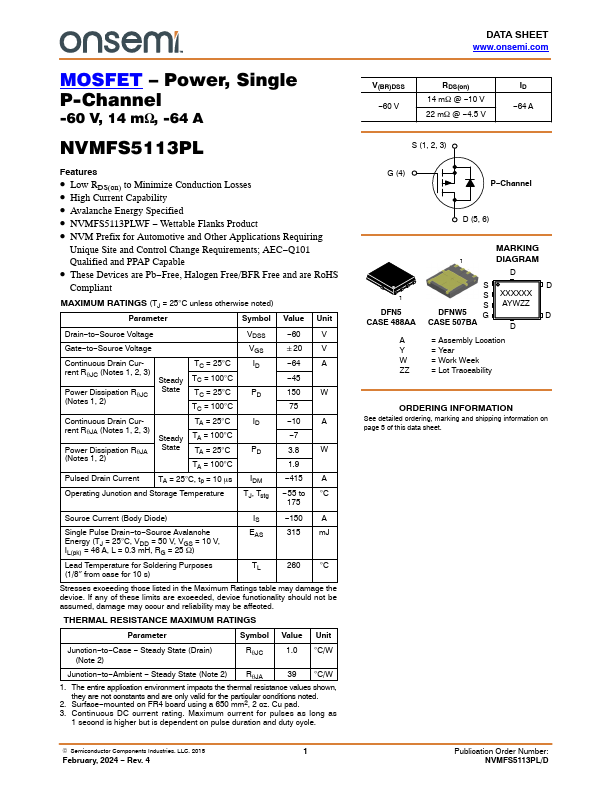 NVMFS5113PL Datasheet Preview