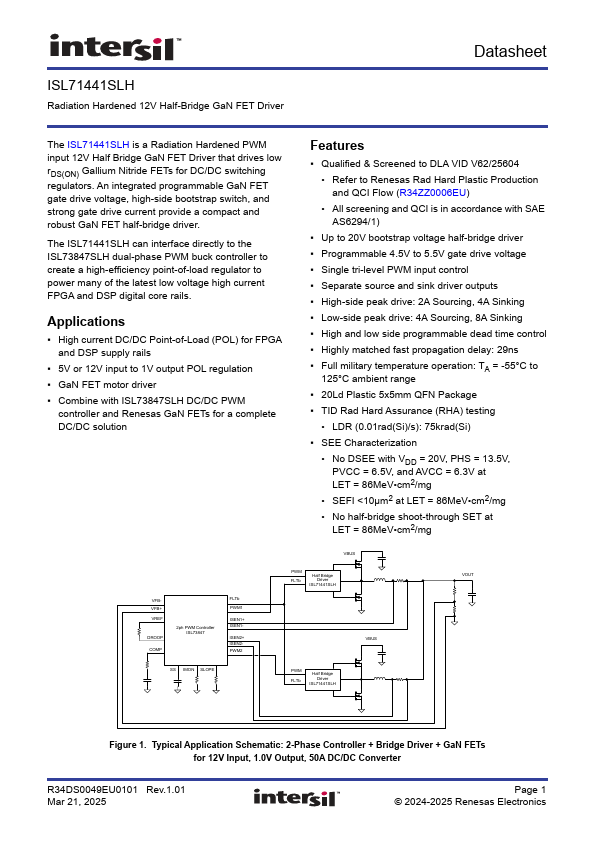 ISL71441SLH Datasheet Preview