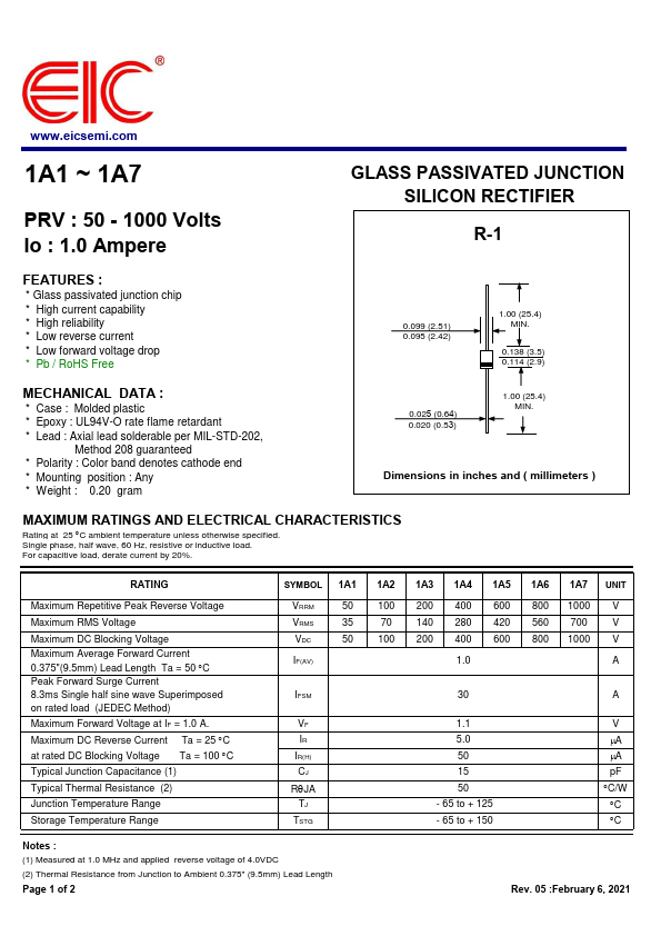 1A7 Datasheet Preview