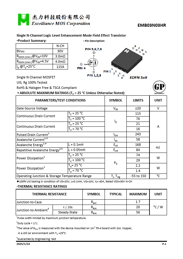 EMB03N03HR Datasheet Preview