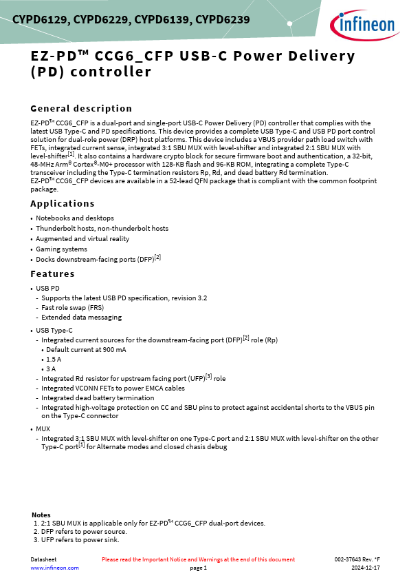 CYPD6139 Datasheet Preview