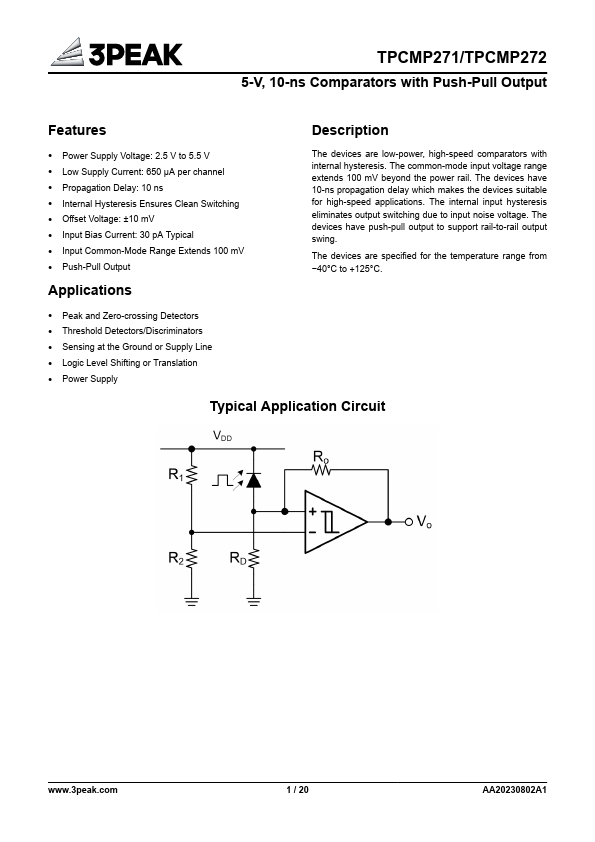 TPCMP271 Datasheet Preview