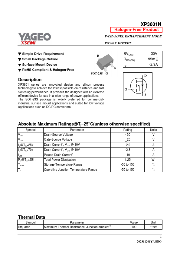 XP3601N Datasheet Preview