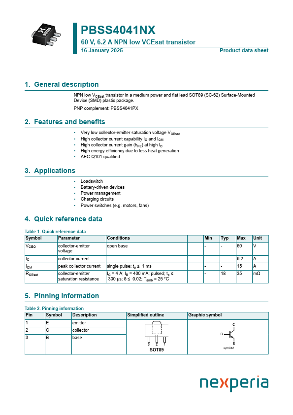 PBSS4041NX Datasheet Preview