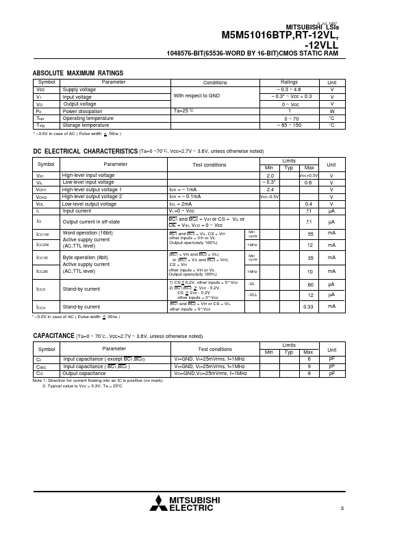 M5M51016BRT-12VLL