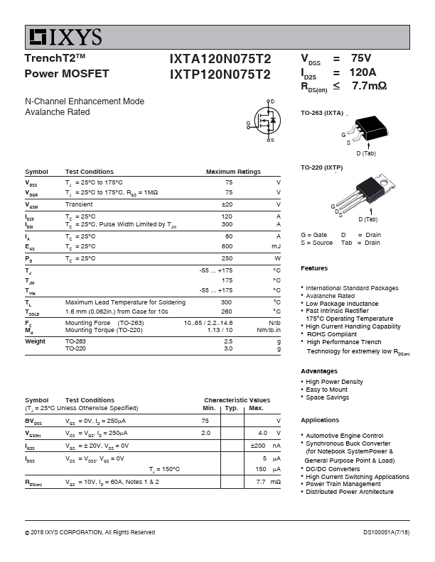 IXTP120N075T2