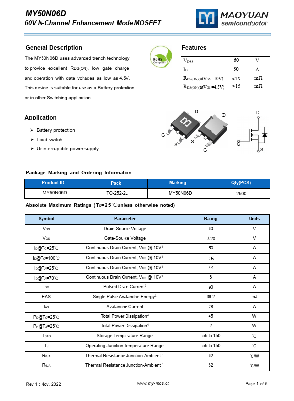 MY50N06D Datasheet Preview