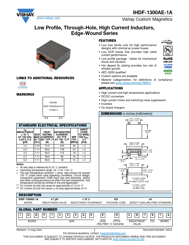 IHDF-1300AE-1A Datasheet Preview