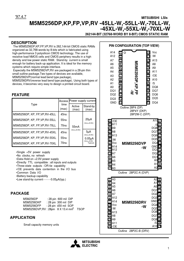 M5M5256FP-70LL-W