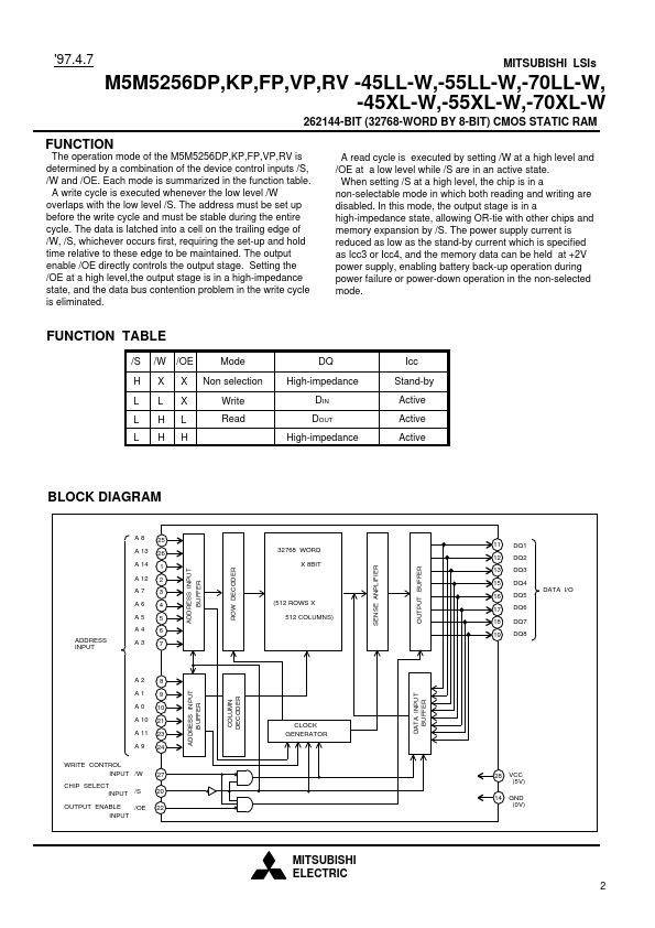 M5M5256FP-70LL-W